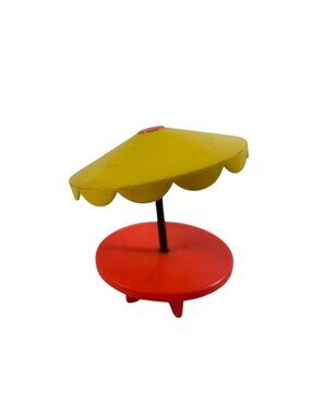 Vintage Fisher Price Little People Picnic Orange Table Yellow Umbrella